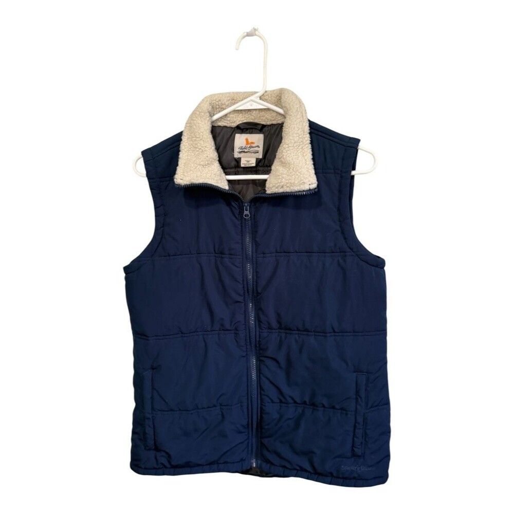 Navy Small Puffer Quilted Sherpa Collar Vest Field & Stream Outdoor Gorpcore
